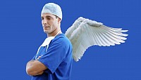 Médico con alas de ángel